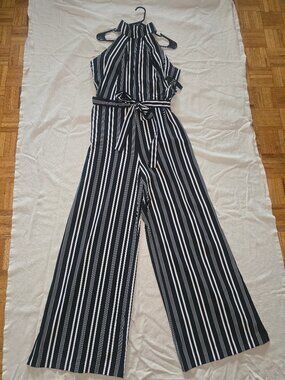 New York and Company Black and White Jumpsuit